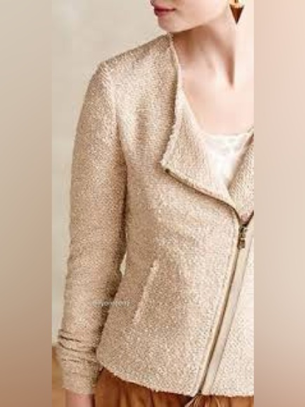 Anthropologie shimmer sweater knit moto xs